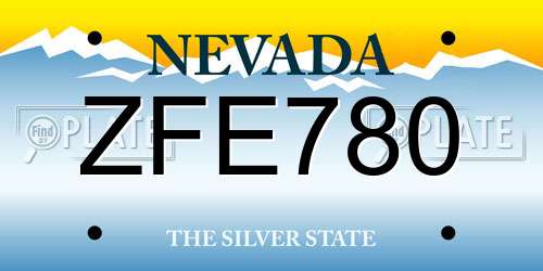ZFE780 Nevada License Plate