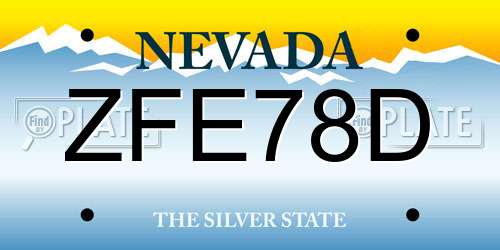ZFE78D Nevada License Plate