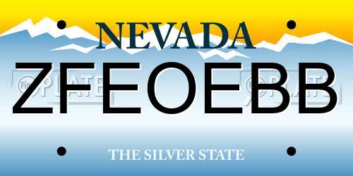 ZFEOEBB Nevada License Plate