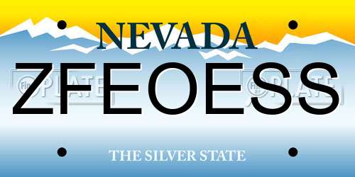 ZFEOESS Nevada License Plate