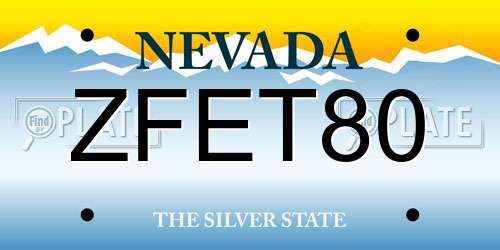 ZFET80 Nevada License Plate