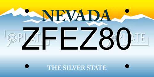 ZFEZ80 Nevada License Plate