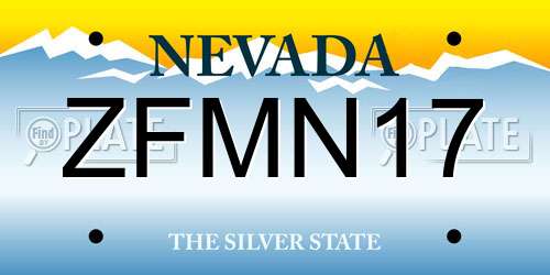 ZFMN17 Nevada License Plate