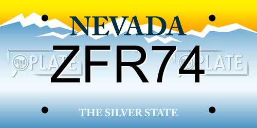 ZFR74 Nevada License Plate