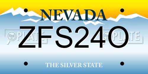 ZFS24O Nevada License Plate