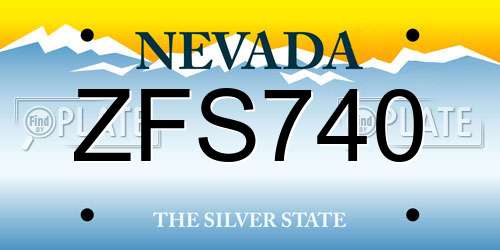 ZFS740 Nevada License Plate