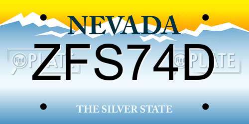 ZFS74D Nevada License Plate