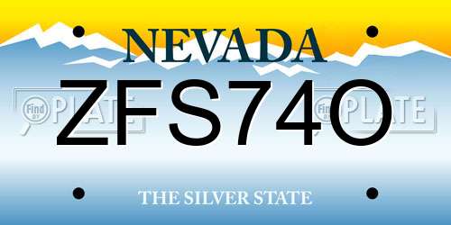 ZFS74O Nevada License Plate