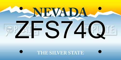 ZFS74Q Nevada License Plate