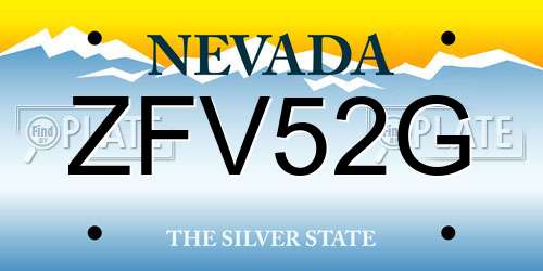 ZFV52G Nevada License Plate