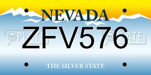 ZFV576 Nevada License Plate