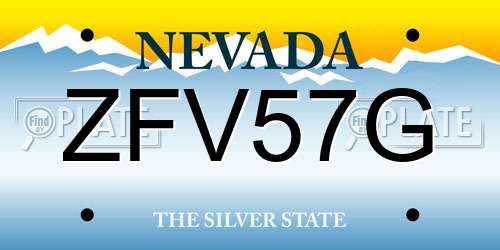 ZFV57G Nevada License Plate