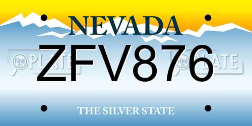 ZFV876 Nevada License Plate