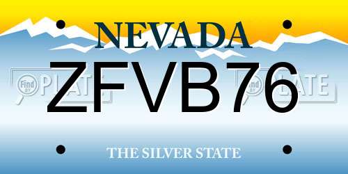 ZFVB76 Nevada License Plate