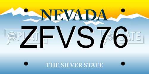 ZFVS76 Nevada License Plate