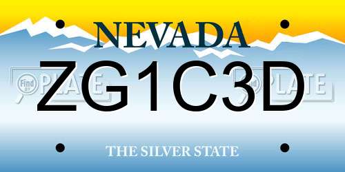 ZG1C3D Nevada License Plate