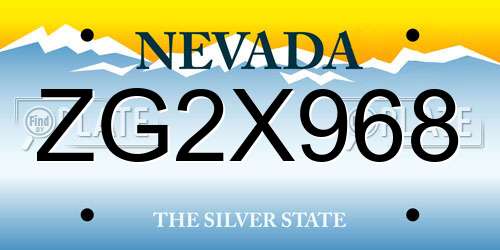 ZG2X968 Nevada License Plate