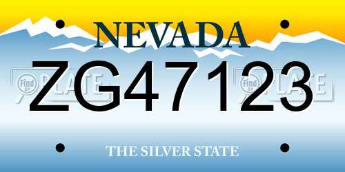 ZG47123 Nevada License Plate