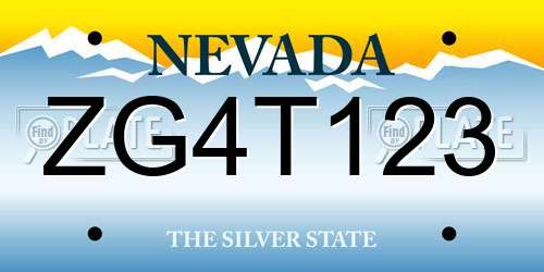 ZG4T123 Nevada License Plate