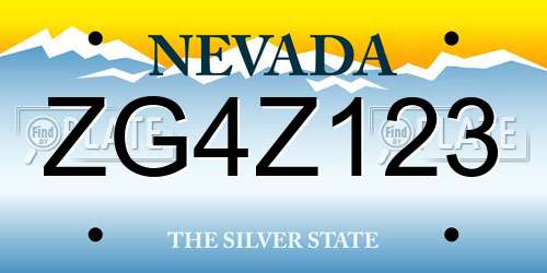 ZG4Z123 Nevada License Plate