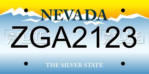 ZGA2123 Nevada License Plate