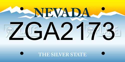 ZGA2173 Nevada License Plate