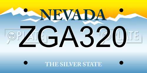 ZGA320 Nevada License Plate