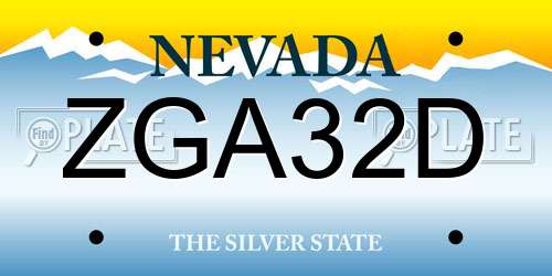 ZGA32D Nevada License Plate