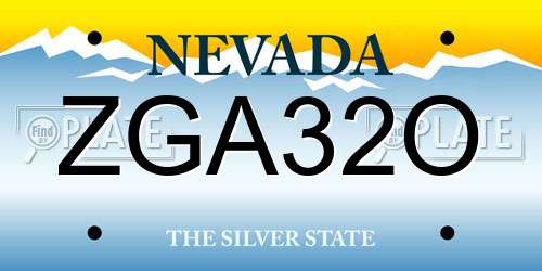 ZGA32O Nevada License Plate