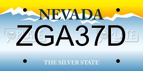 ZGA37D Nevada License Plate
