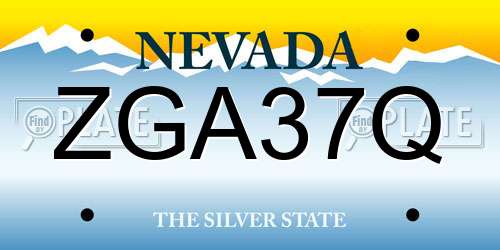 ZGA37Q Nevada License Plate