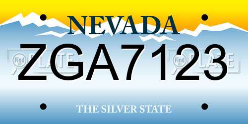 ZGA7123 Nevada License Plate