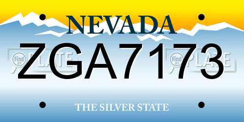 ZGA7173 Nevada License Plate