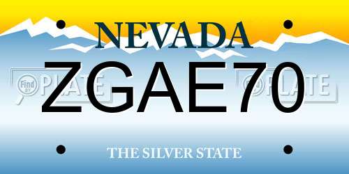 ZGAE70 Nevada License Plate