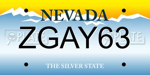 ZGAY63 Nevada License Plate