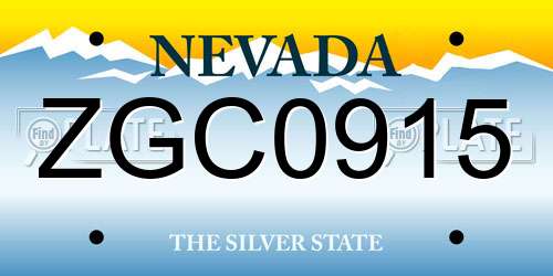 ZGC0915 Nevada License Plate
