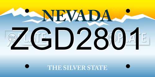 ZGD2801 Nevada License Plate