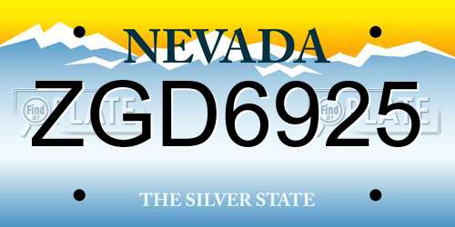 ZGD6925 Nevada License Plate