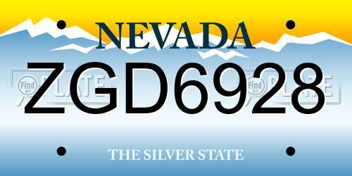 ZGD6928 Nevada License Plate
