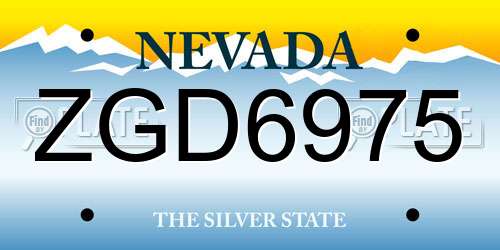 ZGD6975 Nevada License Plate