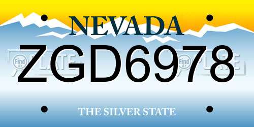 ZGD6978 Nevada License Plate
