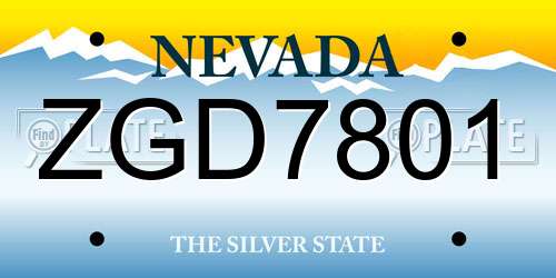 ZGD7801 Nevada License Plate