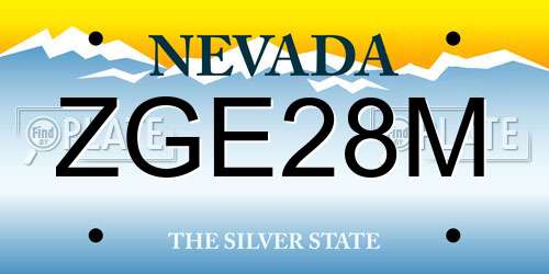 ZGE28M Nevada License Plate