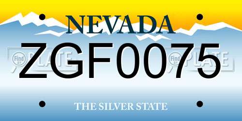 ZGF0075 Nevada License Plate