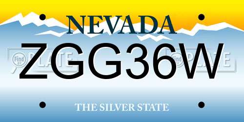 ZGG36W Nevada License Plate
