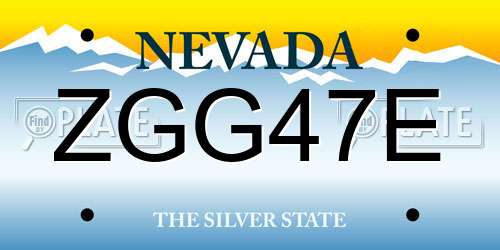 ZGG47E Nevada License Plate