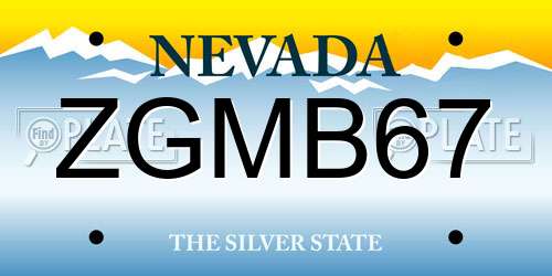 ZGMB67 Nevada License Plate