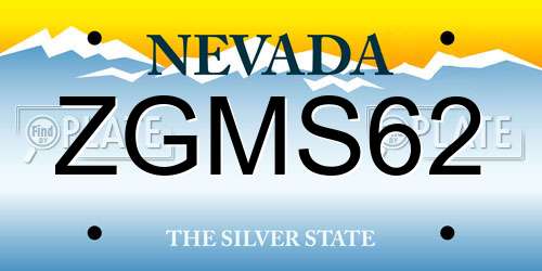 ZGMS62 Nevada License Plate