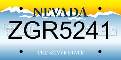 ZGR5241 Nevada License Plate
