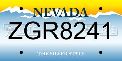 ZGR8241 Nevada License Plate